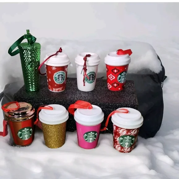 Starbucks Christmas Mini Ceramic Holiday Hanging Cups Ornaments - Picture 1 of 11